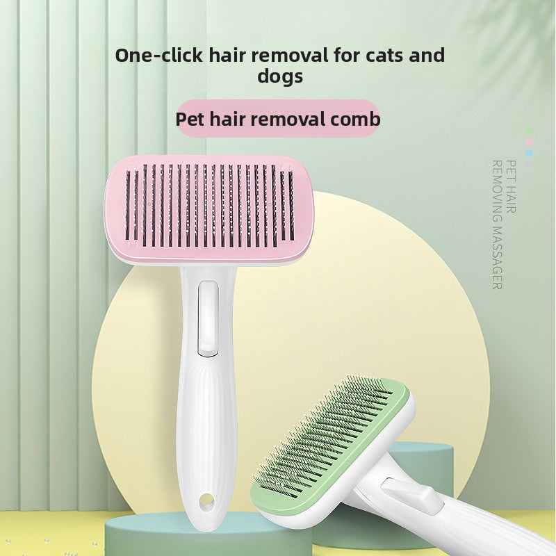 Pet Hair Removal Comb – One-Click Self-Cleaning Grooming Tool