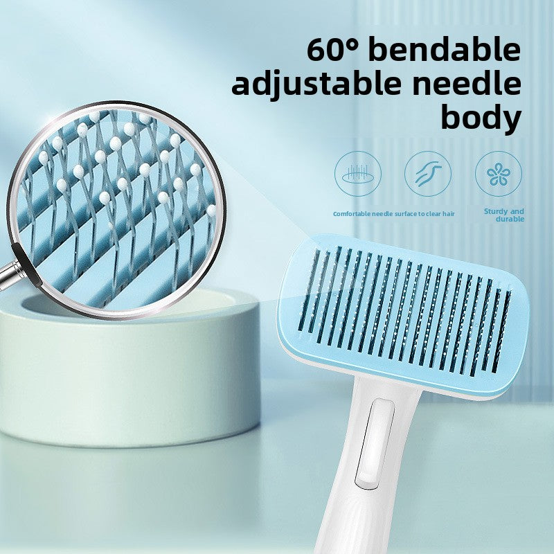 Pet Hair Removal Comb – One-Click Self-Cleaning Grooming Tool